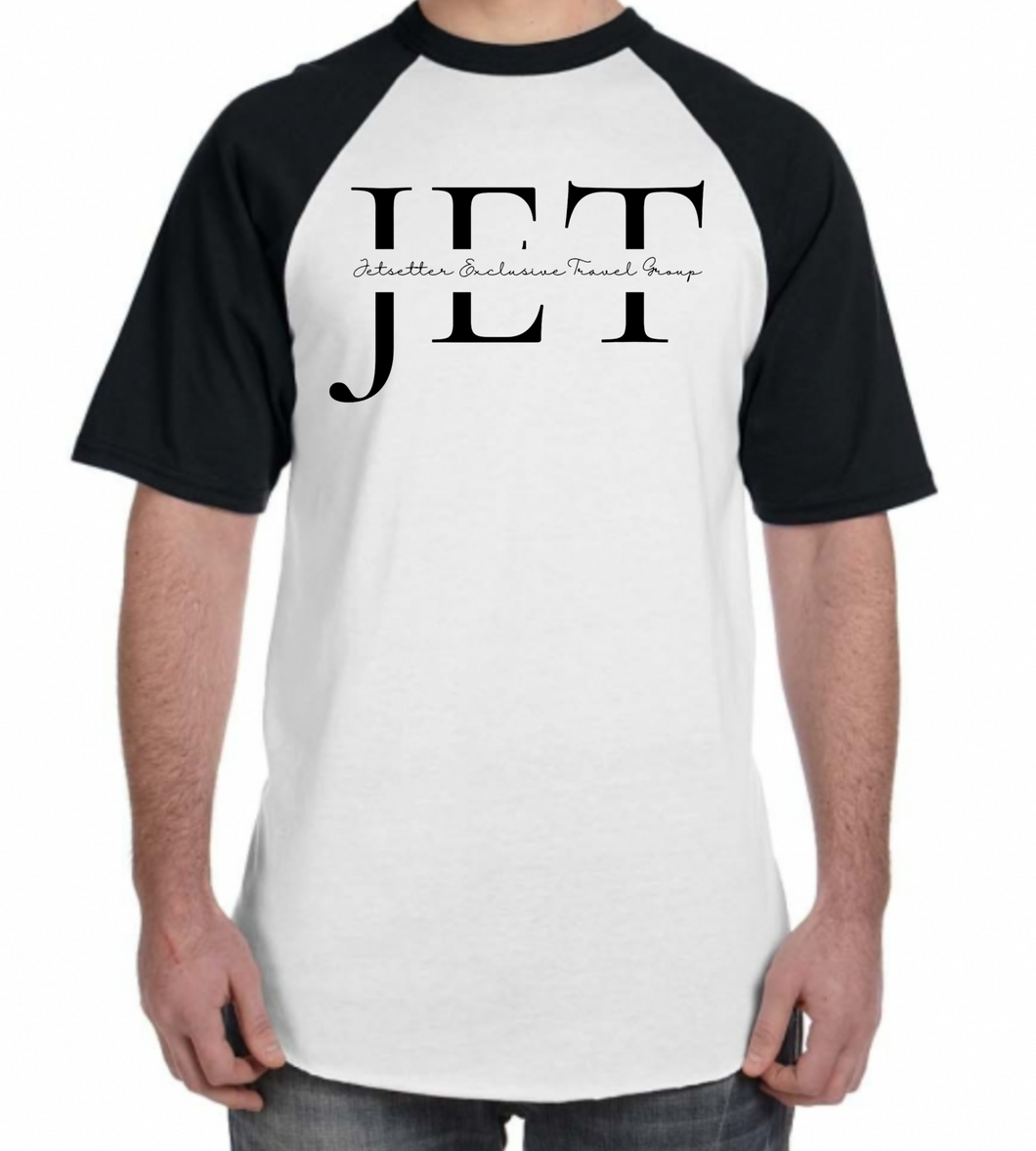 Jetsetters Exclusive Travel Group - Short Sleeve Black and White Shirt