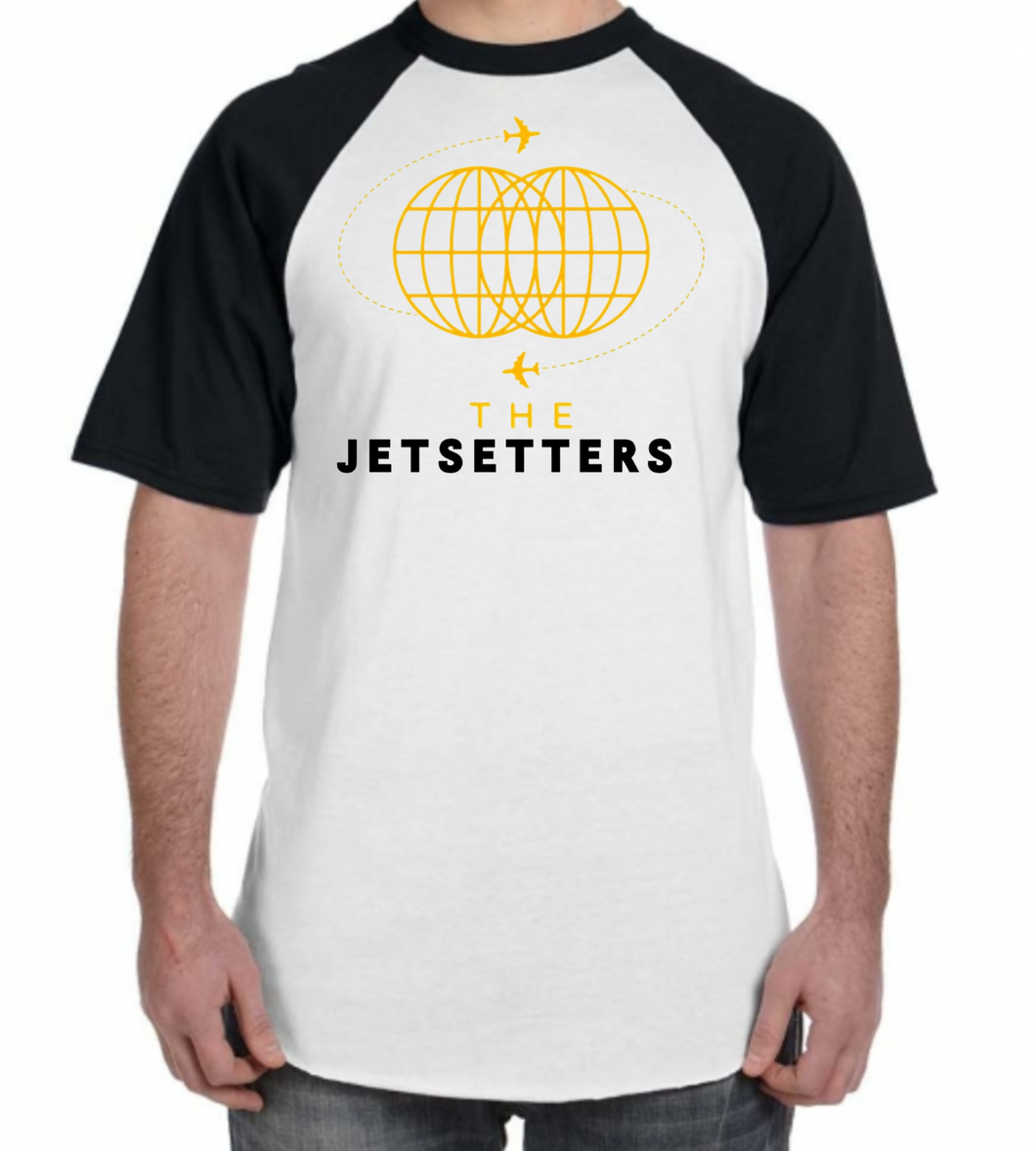 Jetsetters White Shirt with Short Black Sleeve